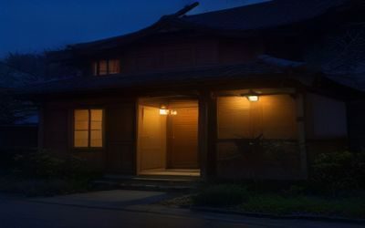 夜班护士姐姐在昏暗走廊中巡视病房，手持手电筒轻声检查患者状态，画面安静而充满守护感